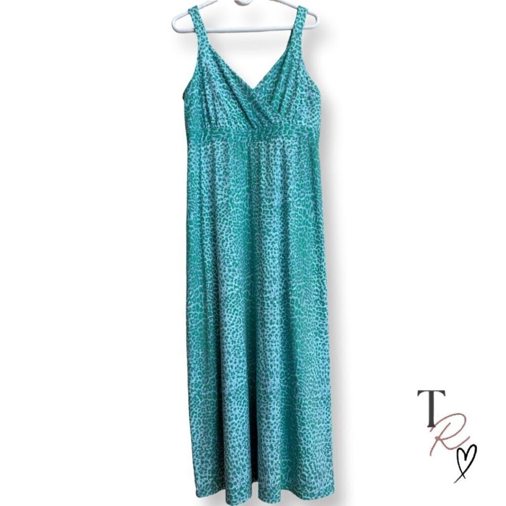 J.McLaughlin Catalina Cloth Carla Maxi Dress Blue Green Leopard Print Size XL